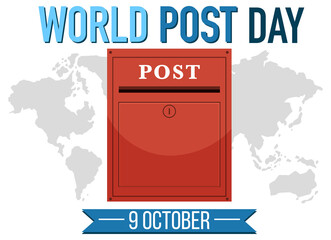 World Post Day banner with a postbox on world map background