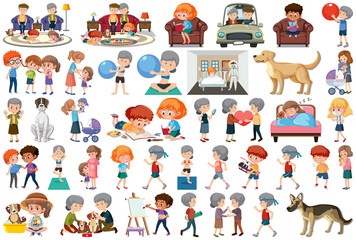 Fototapeta premium Set of different activities people in cartoon style