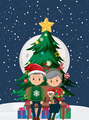 Elderly couple celebrating Christmas together