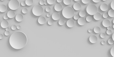 white background with voluminous white hemispheres and a place for an inscription