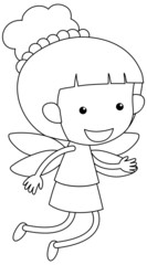 Cute fairy doodle outline for colouring