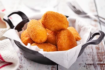 Foto op Canvas Tapa of croquettes on white table © Cris C.