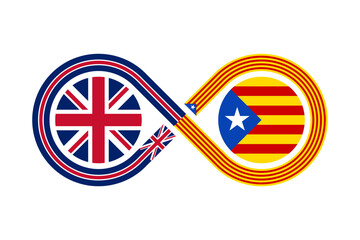 unity concept. english and catalan language translation icon. vector illustration isolated on white background - obrazy, fototapety, plakaty