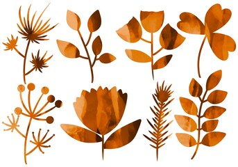 Obraz premium Set with flowers and leaves for stickers and cards and kids and hobbies and linens and fabrics