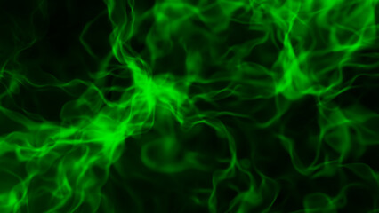 Green abtract background, glowing plasma smoke Green abtract background, glowing plasma smoke pattern, 3D render illustration.