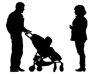 Families with little child on white background
