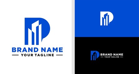 LETTER P LOGO BUILDING EDITABLE