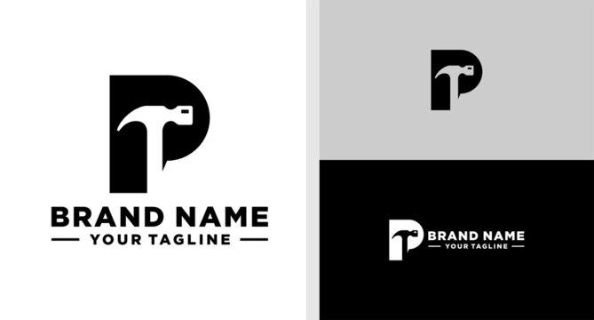 LETTER P LOGO HAMMER GUILDER EDITABLE