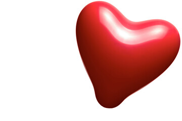 Closeup red balloon shape heart white background