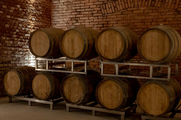 Sparkling wine production by traditional methods in underground cellars in Vienna, Austria