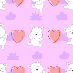 seamless lovely bear with pink background pattern