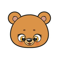 Cute cartoon teddy bear head color variation for coloring page on a white background
