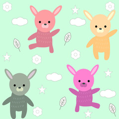 Hand drawn Bunny seamless pattern
