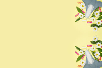 White daily feminine pads and cotton panties. Intimate hygiene