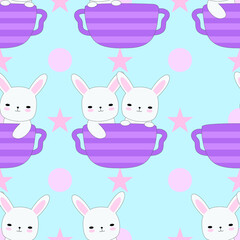 seamless cute Bunny in cup pattern
