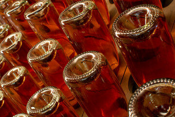Sparkling wine production by traditional method in underground cellars in Vienna, Austria