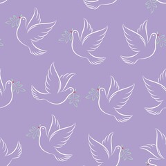 Fototapeta na wymiar Dove of peace. Seamless pattern. Vector illustration.