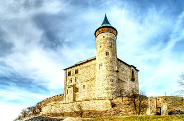 Medieval castle in Europe in Czech Republic “Kuneticka hora” in “Pardubice” plain in HDR