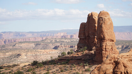 Fototapeta na wymiar Sandstone rock formations in the Arches National Park near Moab, Utah.