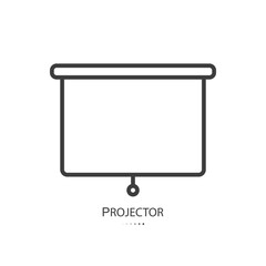 Black line icon of projector isolated on white background. Vector illustration.