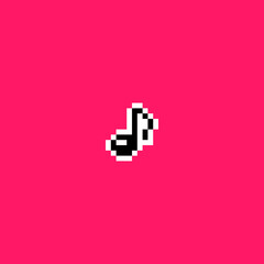Fototapeta premium Music note, song, melody or tune pixel art icon for musical apps and websites, 8-bit. Design for sticker, logo, badges and patches, mobile app and embroidery. Isolated vector illustration.