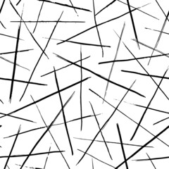 Seamless striped pattern with black lines isolated on a white background. Hand drawn illustration. Monochrome abstract texture.