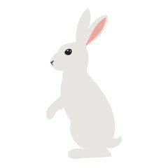 Hare on white background. Bunny for Easter card. Vector illustration