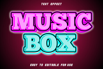 Music Box Editable Text Effect Emboss Neon Style