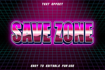 Save Zone Editable Text Effect Emboss Retro Style