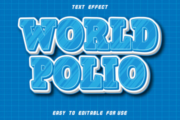 World Polio Editable Text Effect Emboss Modern Style