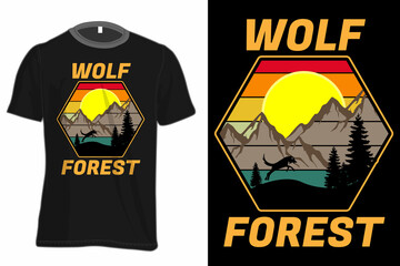 Wolf Forest Mock Up T-Shirt Retro Vintage Style