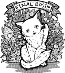 Kitty Final Boss Decorative Line Art Graphic