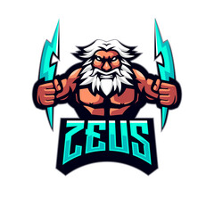 Zeus athletic club vector logo concept isolated on white background. Modern sport team mascot badge design. Esports team logo template with greek god vector illustration