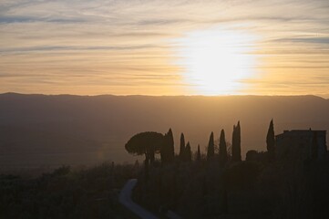 Dramatic Sunset Sky and Clouds over Tuscany