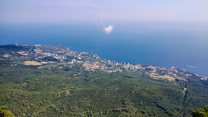 Fototapeta premium Top view from Ai-Petri mountain on the sea coast