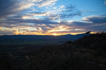 Dramatic Sunset Sky and Clouds over Tuscany