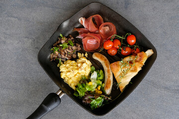 Delicious homemade meal. Father's Day Big Breakfast. Healthy home cooked food from the family's children.