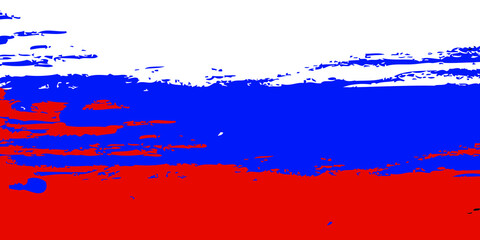 Flag of Russia isolated on white background. Hand-drawn style. Vector illustration. Design element for banner, leaflet, booklet.