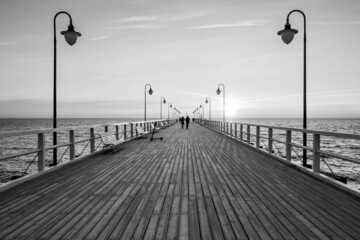Fototapeta premium Gdynia Orlowo pier in the morning. Baltic Sea, Poland