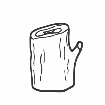 recommend clip art: Wooden log, trunk, lumber elements, vector doodle. Chopped tree trunk outline. Firewood, boards, two logs with bark texture, line art. Year rings of a tree, close-up.