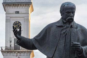 Lviv, Ukraine - February, 2022: Monument to Taras Shevchenko in Lviv.