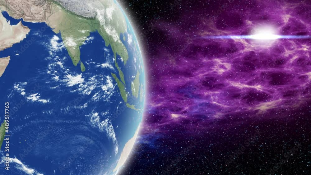Wall mural planet earth rotation - computer generated animation. night to day change. realistic world globe rot