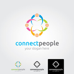 Connect people logo template - vector