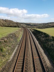 Fototapeta na wymiar Train tracks near grampound cornwall UK