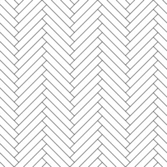 Modern herringbone floor seamless pattern. Zigzag panels and planks. Wooden parquet design texture. Modern interior flooring design. Realistic diagonal texture. Black and white vector illustration.