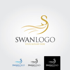 Swan logo template - vector