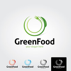 Green food logo template - vector