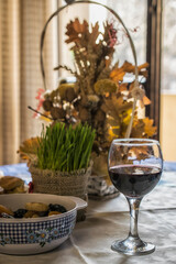 Traditional Orthodox Christmas eve table setup 