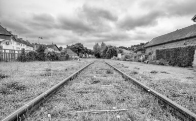 Railway in Normandy, summer season - France.
