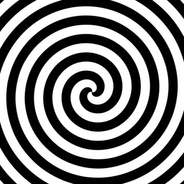Vector black and white spiral. Hypnotic monochrome illustration.